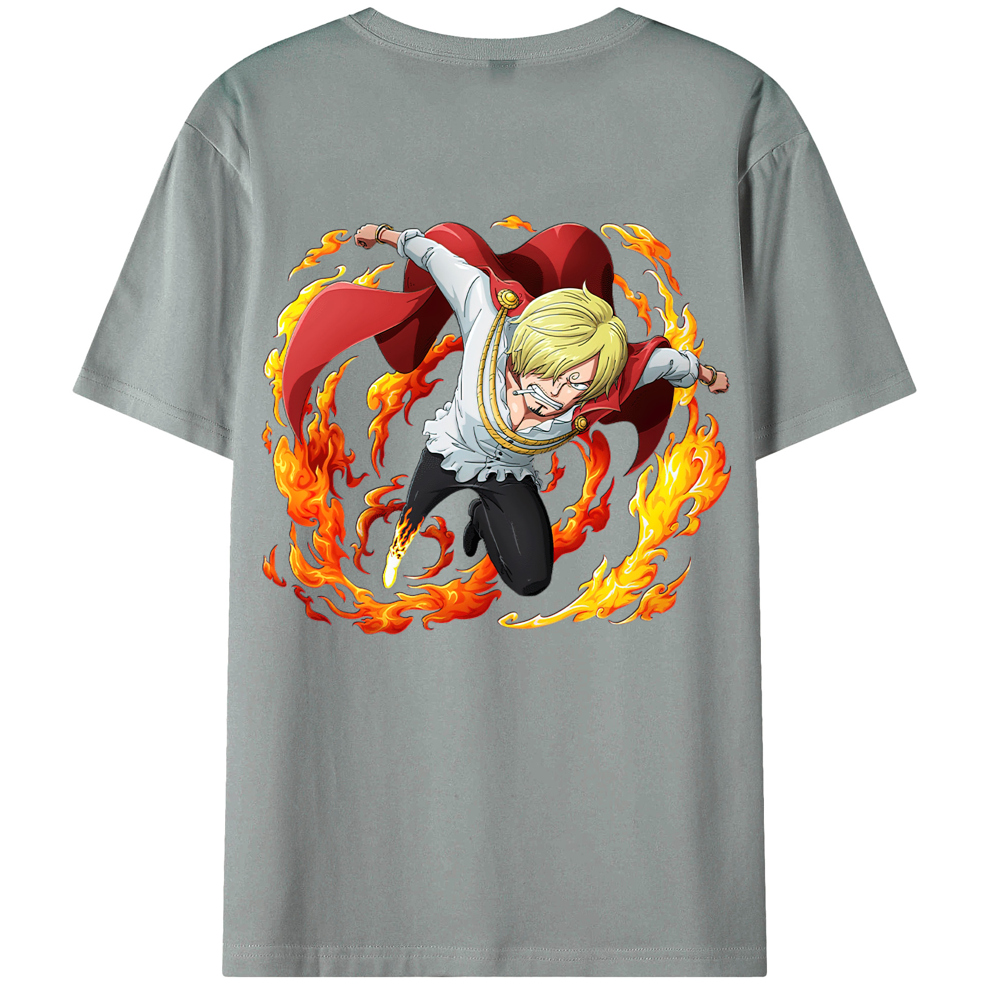 （画像用） ワンピース サンジ ONE PIECE Sanji 綿100％ メンズ半袖Tシャツ（バックプリント） 通気性